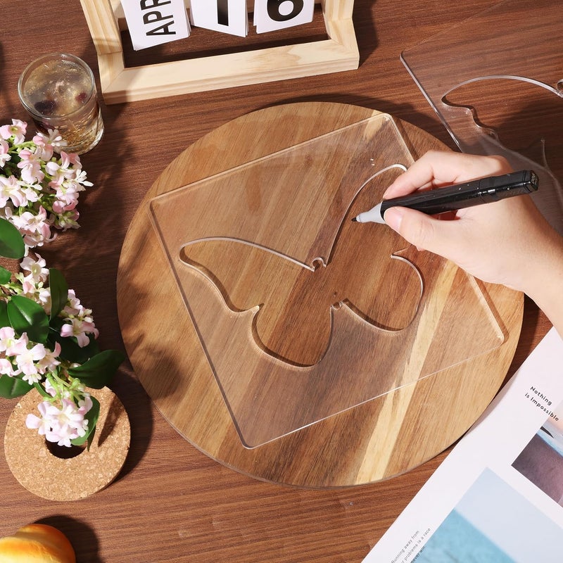 beinkmake Butterfly Router Template Acrylic Router Template for Woodworking Inlay Template Charcuterie Board Decorative Router Templates - Image 3
